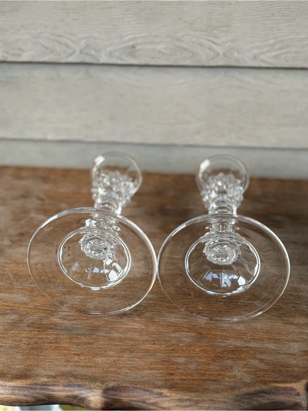 Pair of Cristal d'Arques Longchamp crystal candlesticks